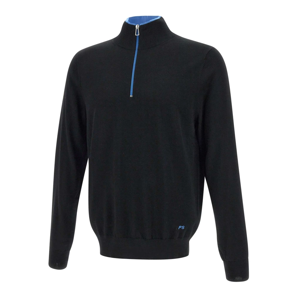 Paul Smith Merino wollen trui met ritssluiting kraag Black Heren