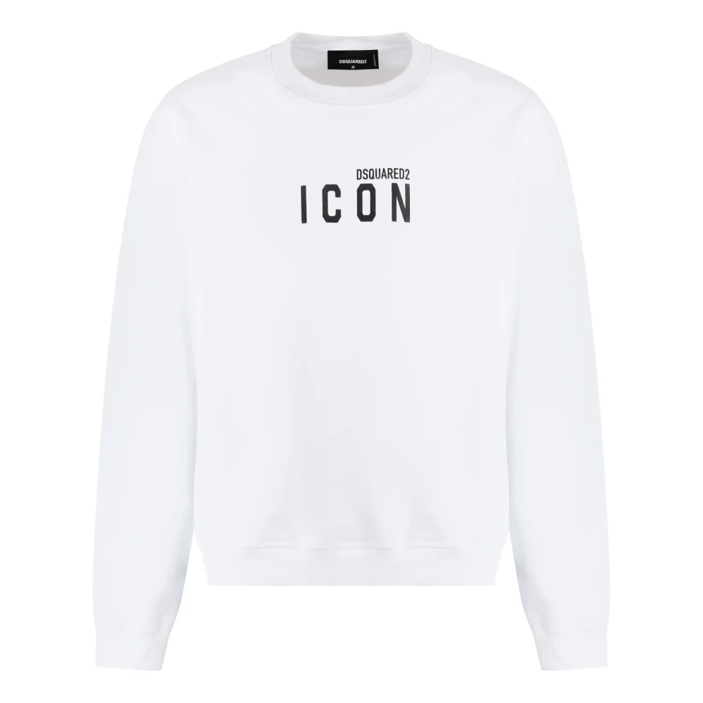 Dsquared2 Men's White Cotton Crew-Neck Sweatshirt With Logo - Sweatshirts - 2XL - Sweatshirts & Hoodies
