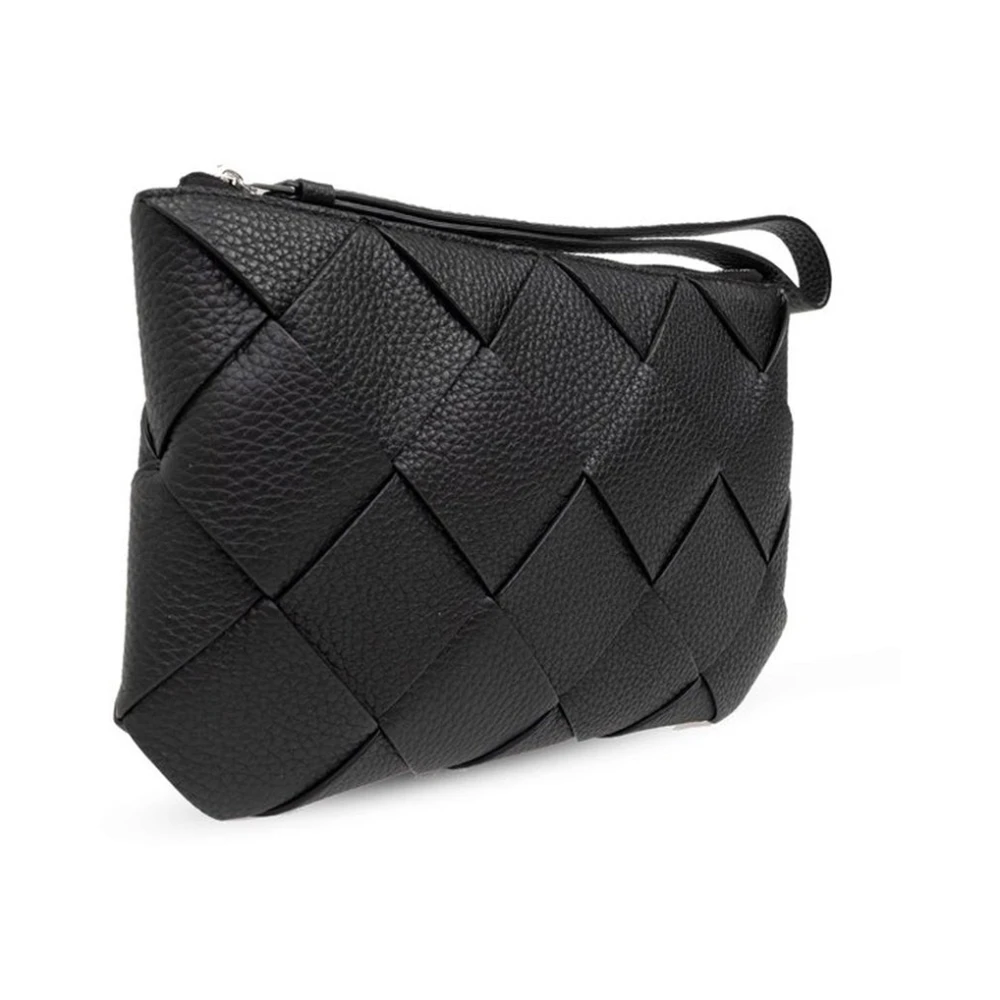 Bottega Veneta Diago Medium Pouch Leren Polsband Black Heren