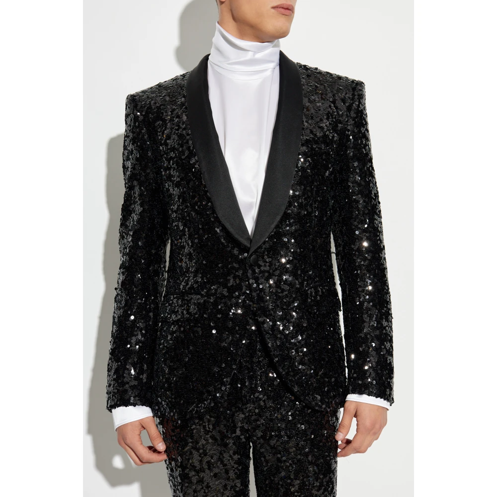 Dolce & Gabbana Paillettenblazer Black Heren