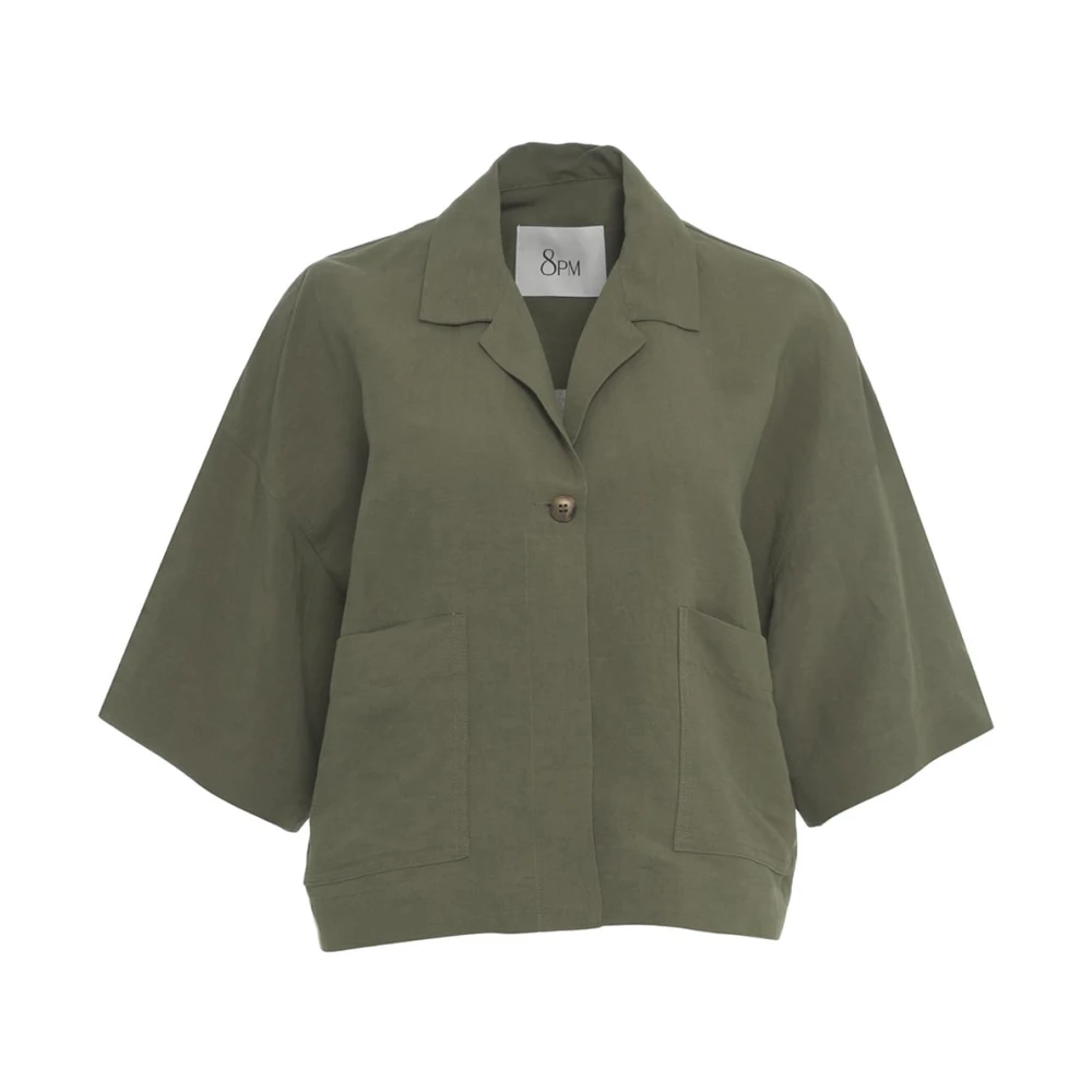 8pm Groene Linnen Blend Blouse Green Dames