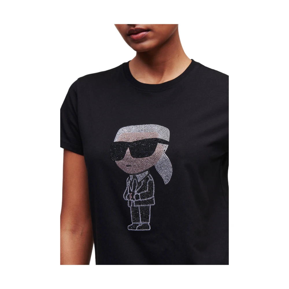 Karl Lagerfeld Iconische 'Karl' T-shirt met Strass Blue Dames