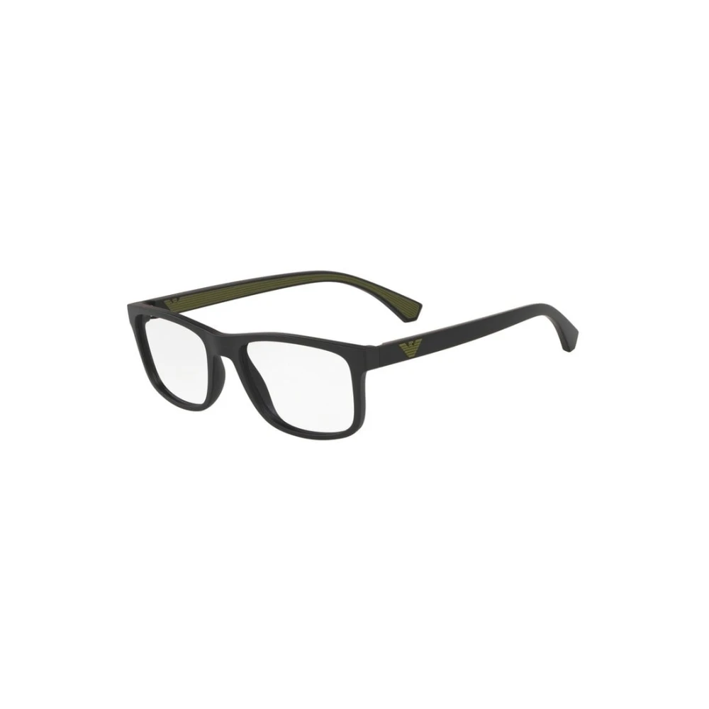 Emporio Armani Men's Black Glasses, 55 Mm, Rectangle Optical Frame