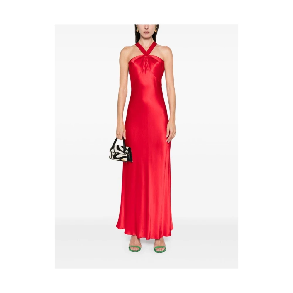 Rixo Rode Satijnen Halterjurk Red Dames