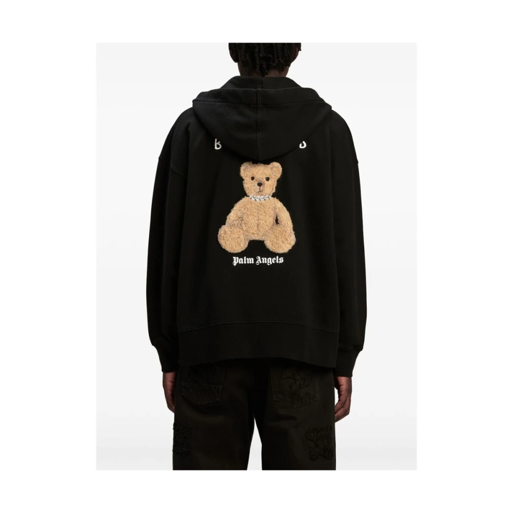 Palm Angels Sweatshirt met beer motief en capuchon Black Heren