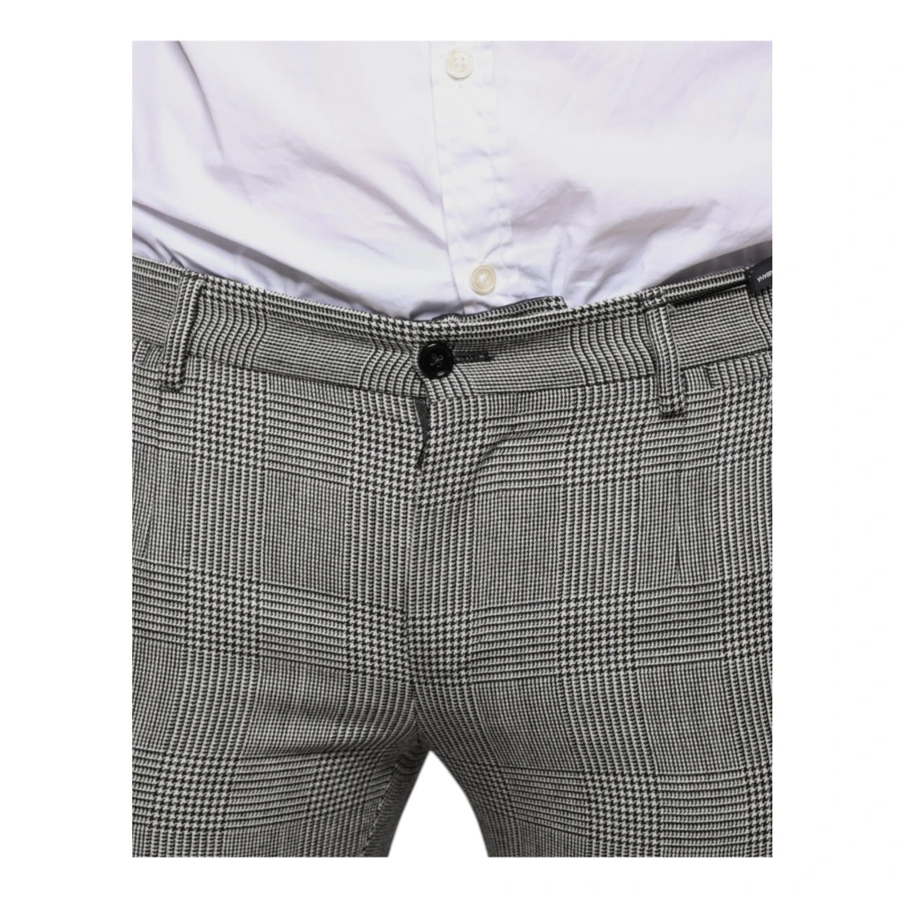 Dolce & Gabbana Grijze Tartan Wol Skinny Broek Gray Heren