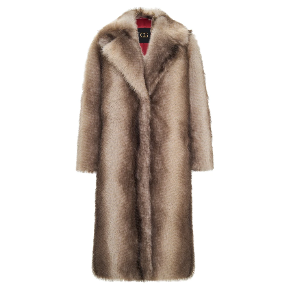Cesare Gaspari Damen Braun Faux Fur Mantel Natalie