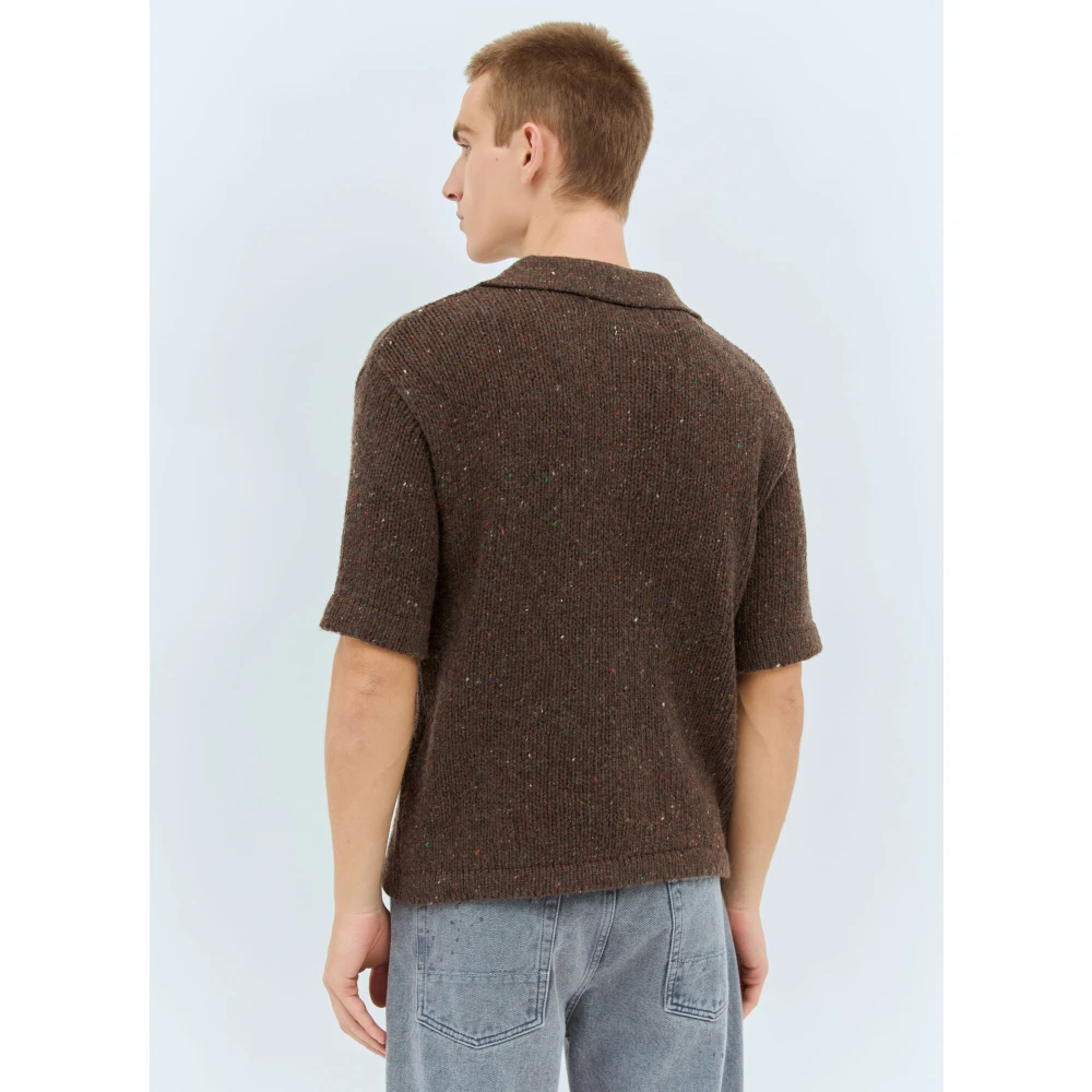 ERL Gebreide Polo Shirt Brown Heren