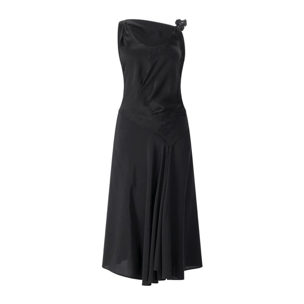 Victoria Beckham Women's Black Crepe-Back Satin Draped Midi Dress - Midi Dresses - S - Dresses