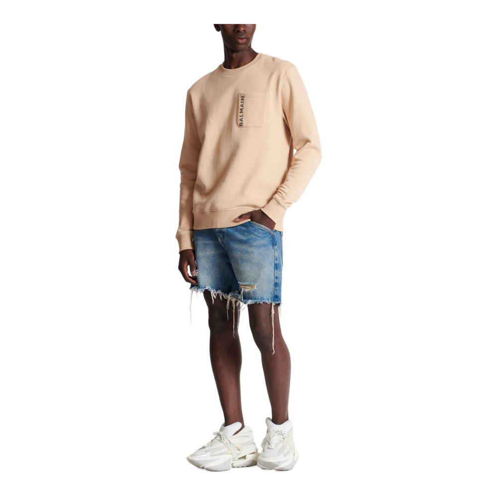 Balmain Gelamineerde Sweatshirt Beige Heren