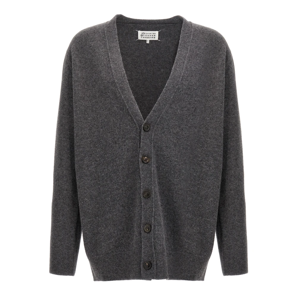 Maison Margiela Men's Gray Used-Effect Wool Cardigan