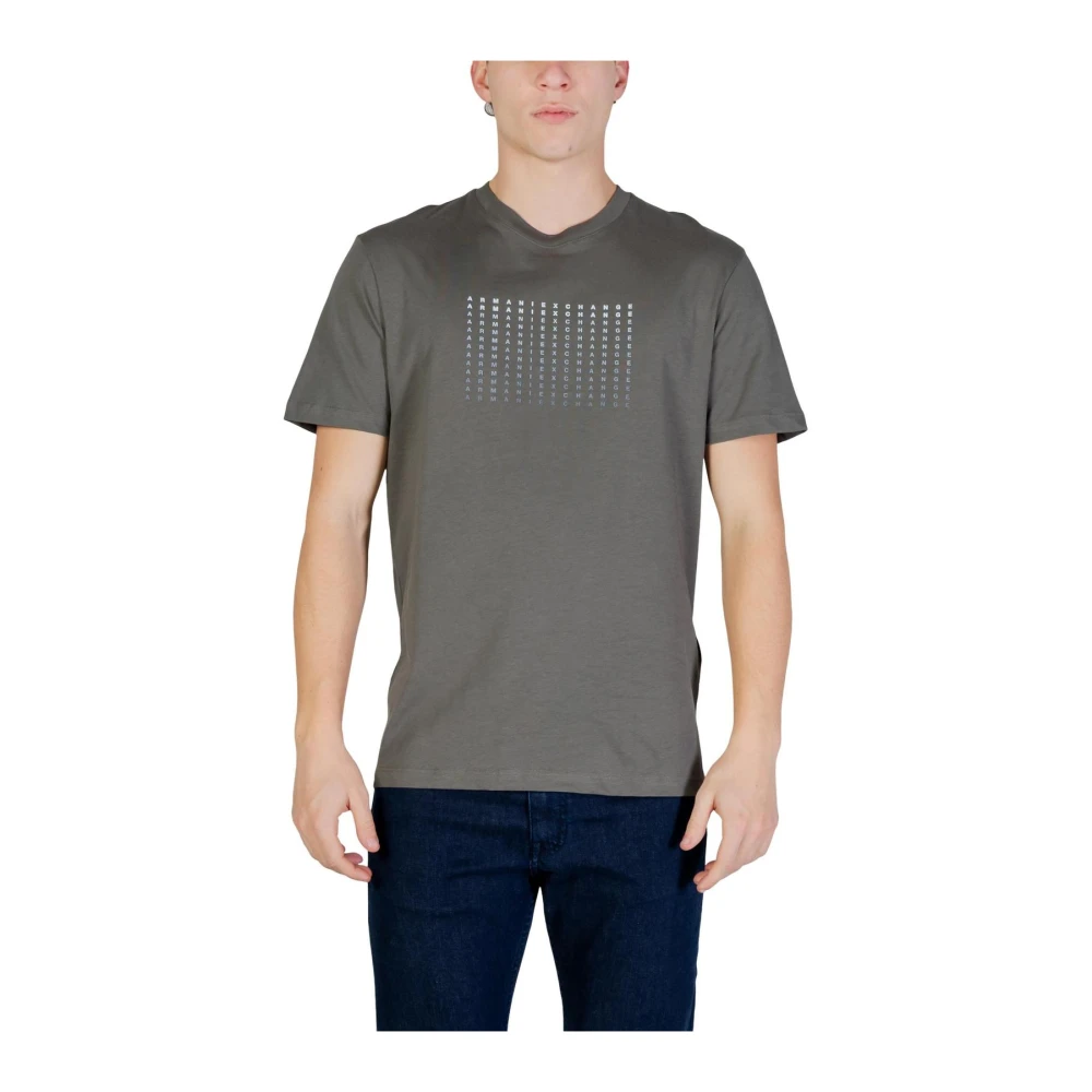 Armani Exchange Men's Green Round Neck Short Sleeve Cotton T-Shirt - T-Shirts - S- Tops