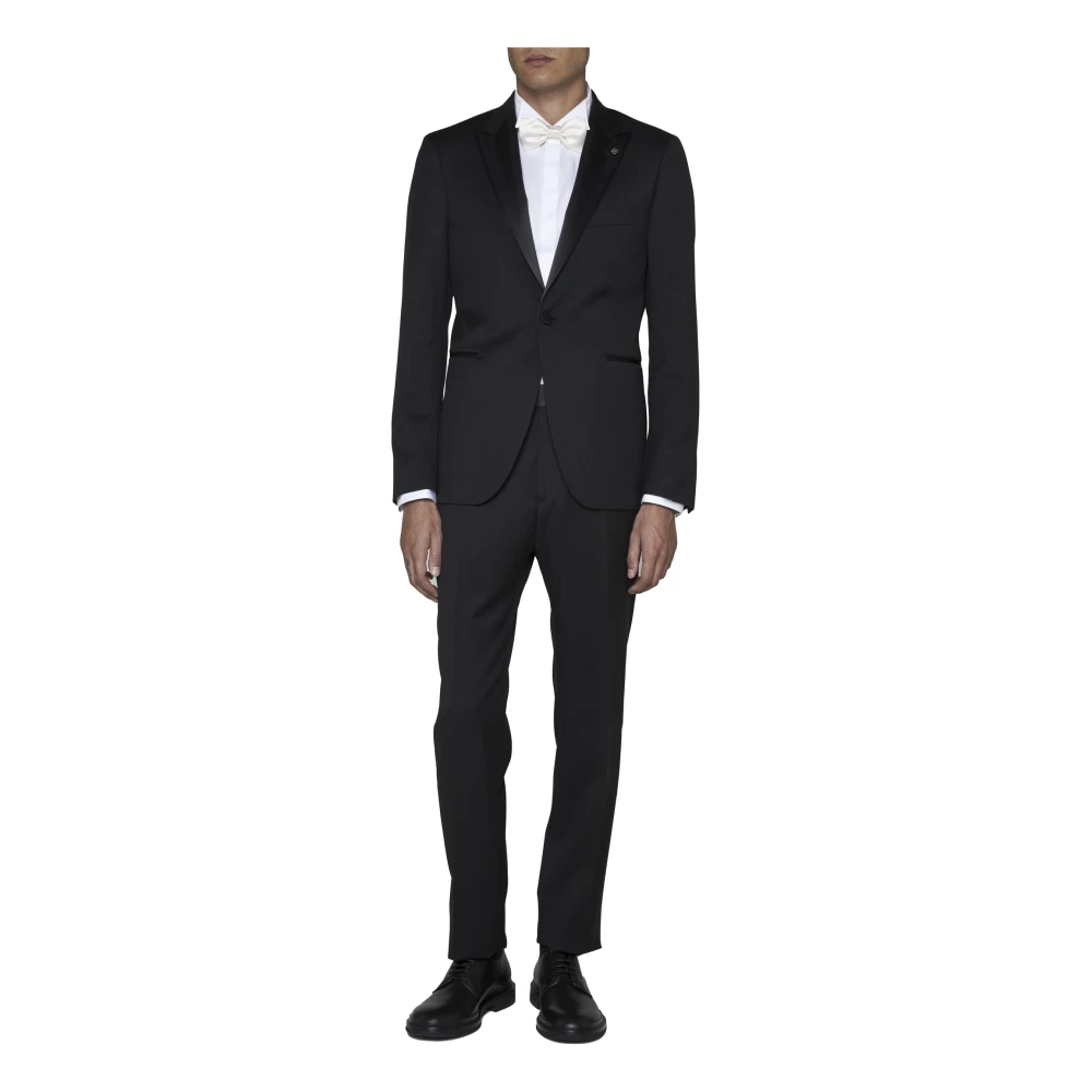 Tagliatore Wollen Avondpak met Tailored Cut Black Heren