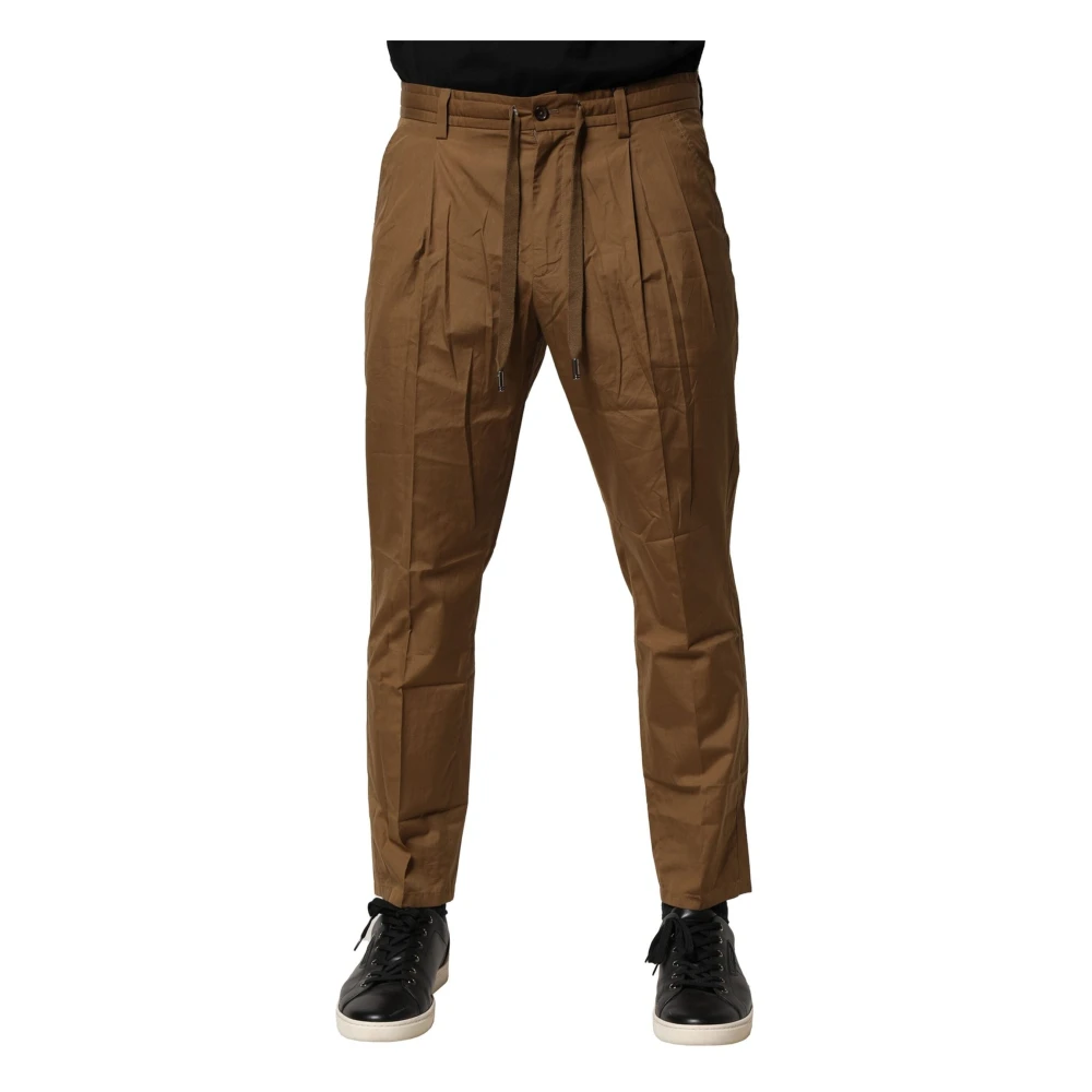 Dolce & Gabbana Men's Brown Cotton Chino Trousers - Slim-Fit Trousers - M - Trousers