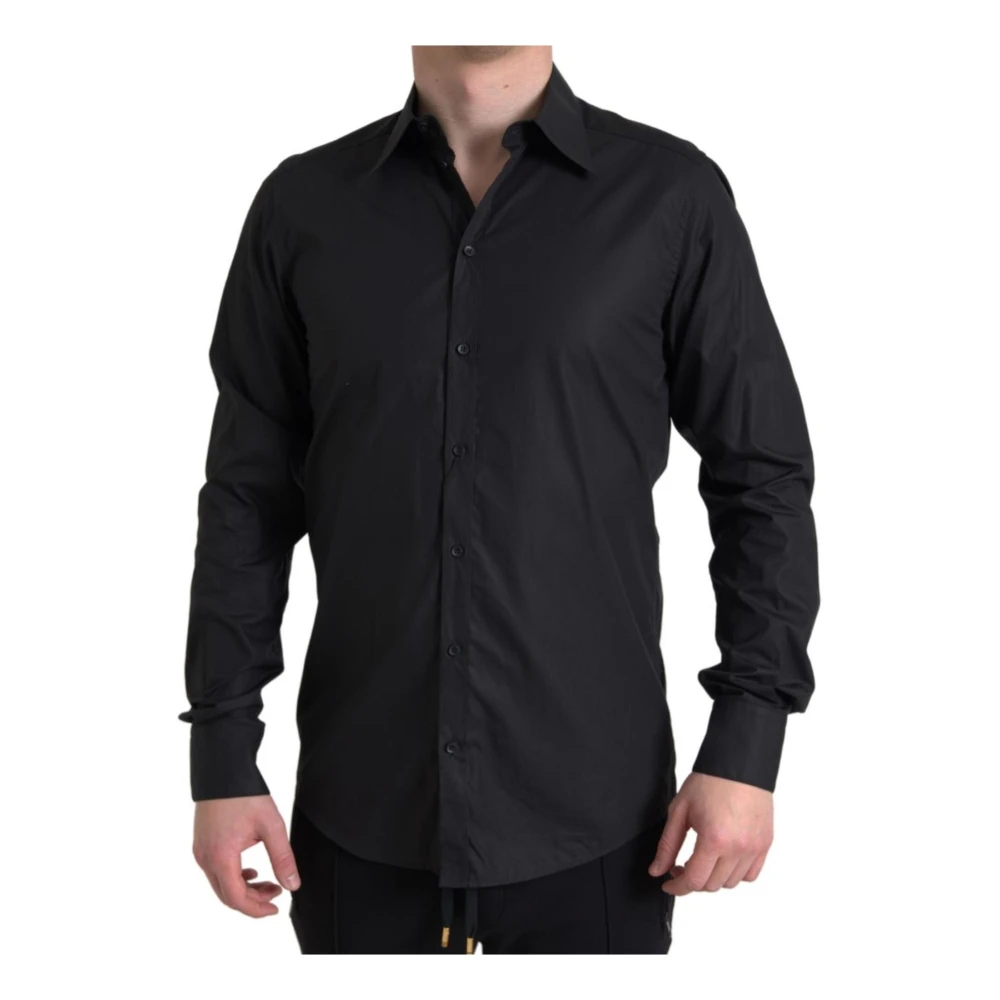 Dolce & Gabbana Klassiek Zwart Katoenen Overhemd Black Heren