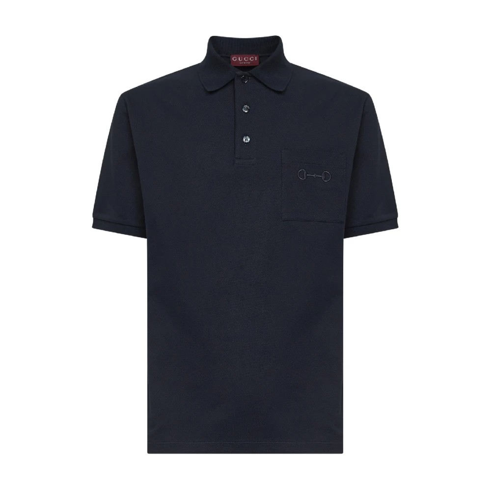Gucci Men's Blue Polo Shirts, Xl, Cotton Piquet Polo Shirt With Embroidery