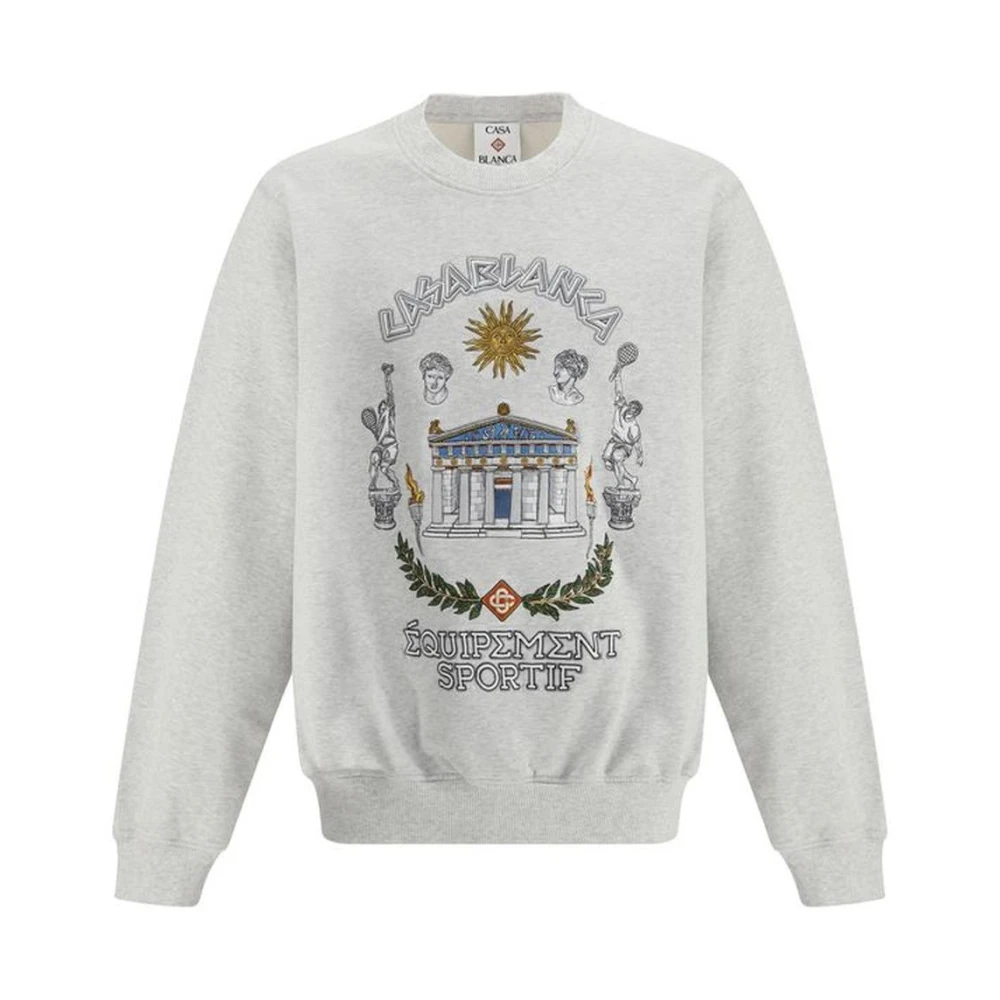 Casablanca Monogram Katoenen Sweatshirt met Geribbelde Details Gray Heren