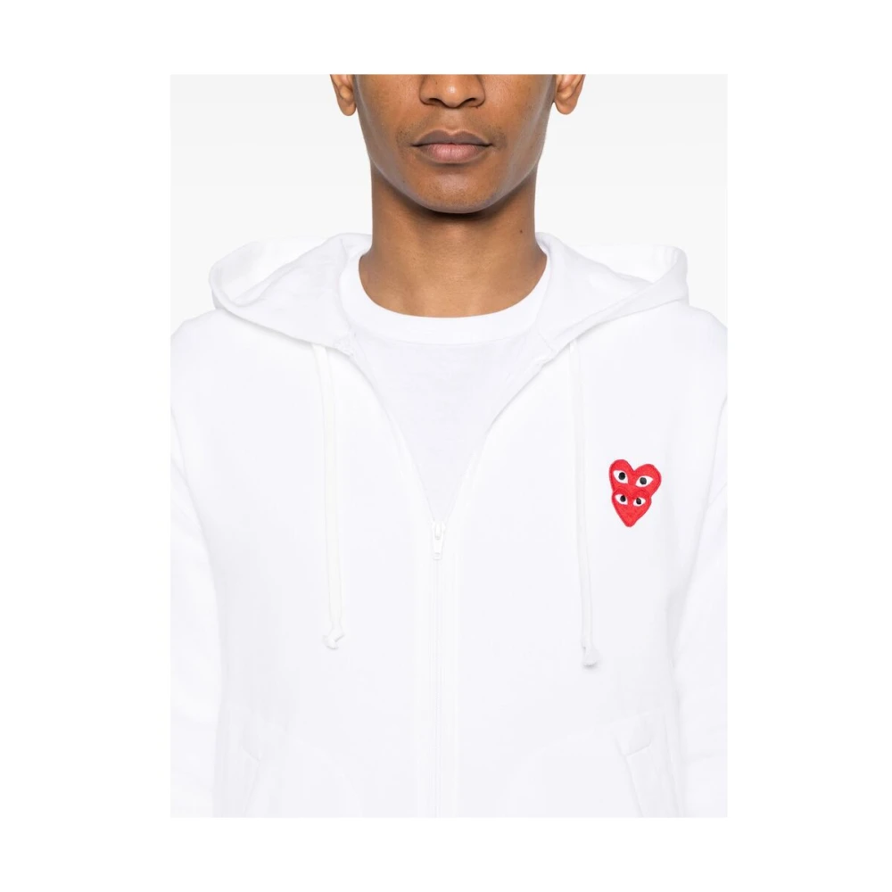 Comme des Garçons Play Witte Hoodie met Dubbel Hart Patch White Heren