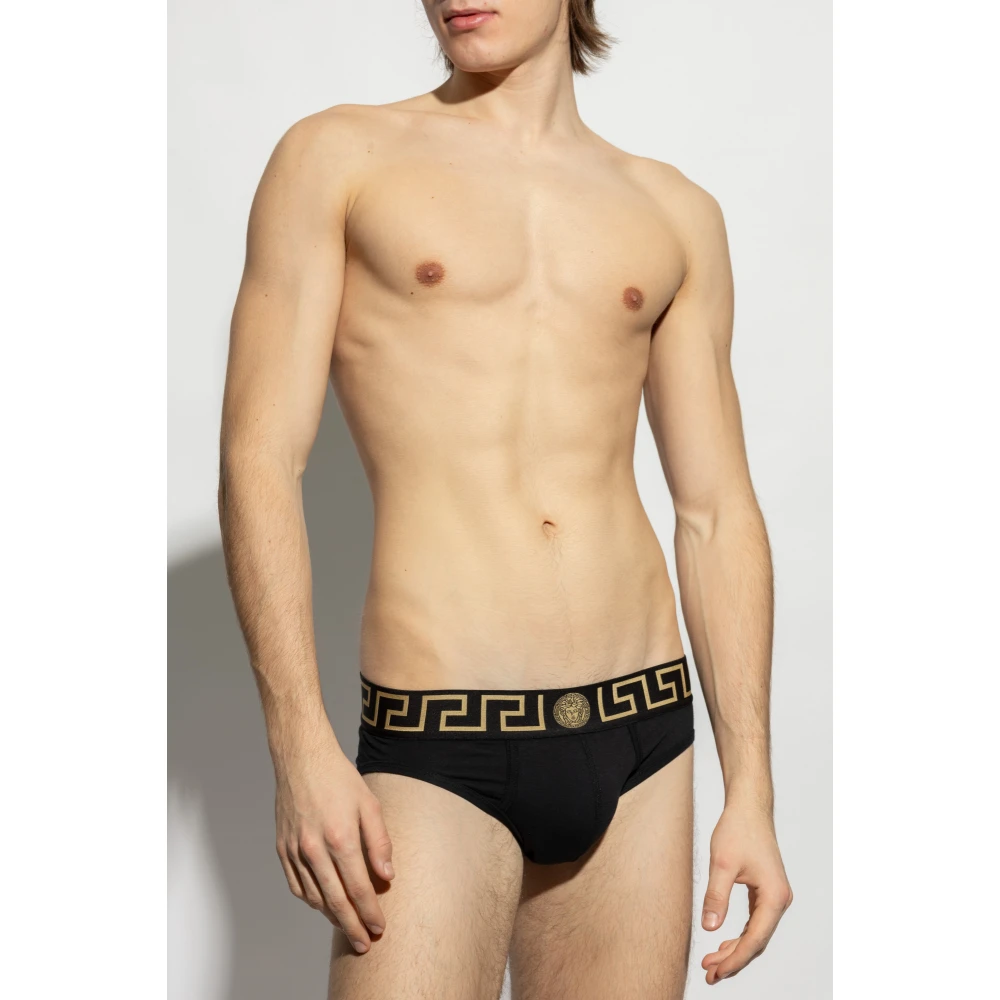 Versace Katoenen slips Black Heren