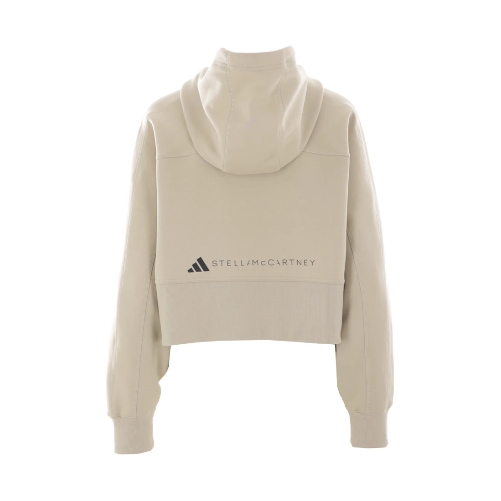 adidas by stella mccartney Beige Cropped Hoodie met Logo Print Beige Dames