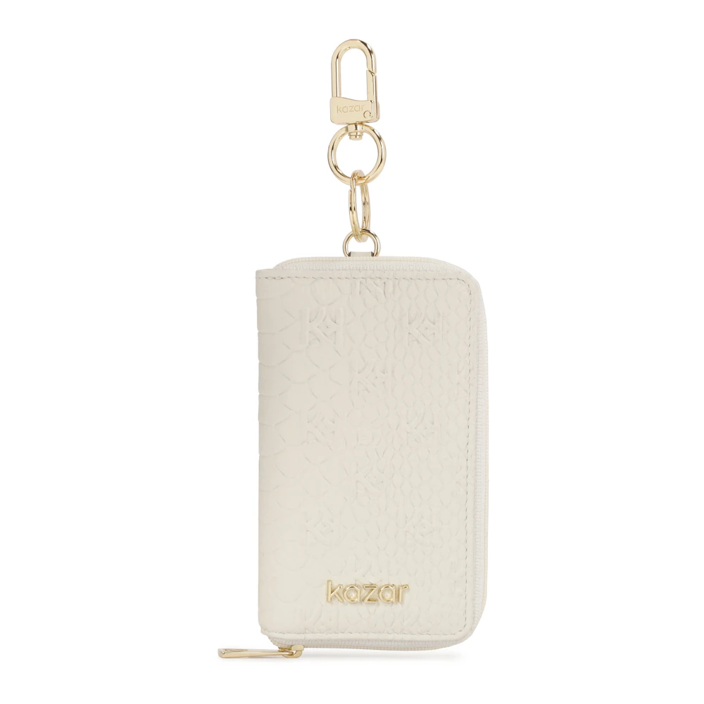 Kazar Witte leren kaarthouder met reliëf motief White Dames