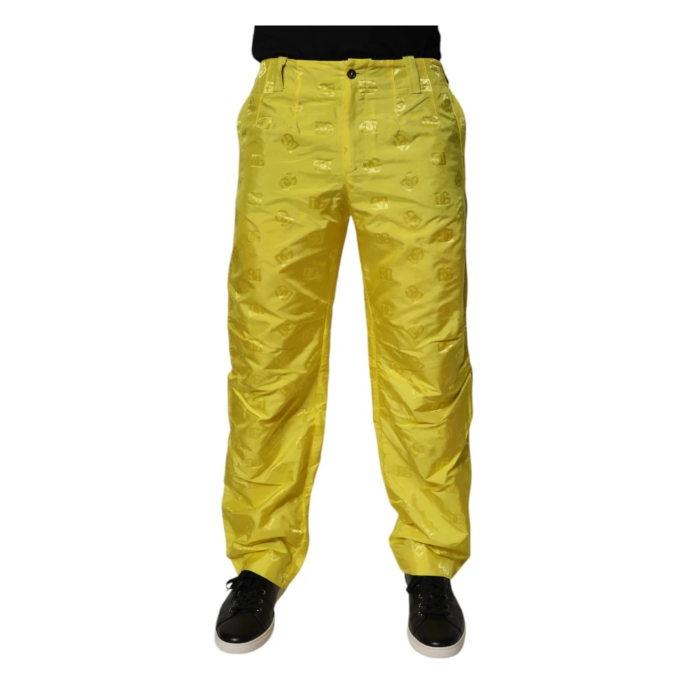 Dolce & Gabbana Men's Yellow Straight Trousers, M, Monogram Straight Trousers