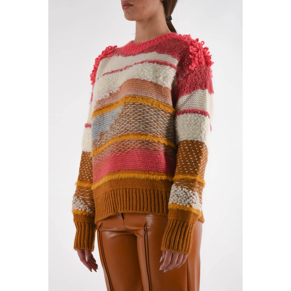 PATRIZIA PEPE Wolmix Lange Mouw Ronde Hals Trui Multicolor Dames