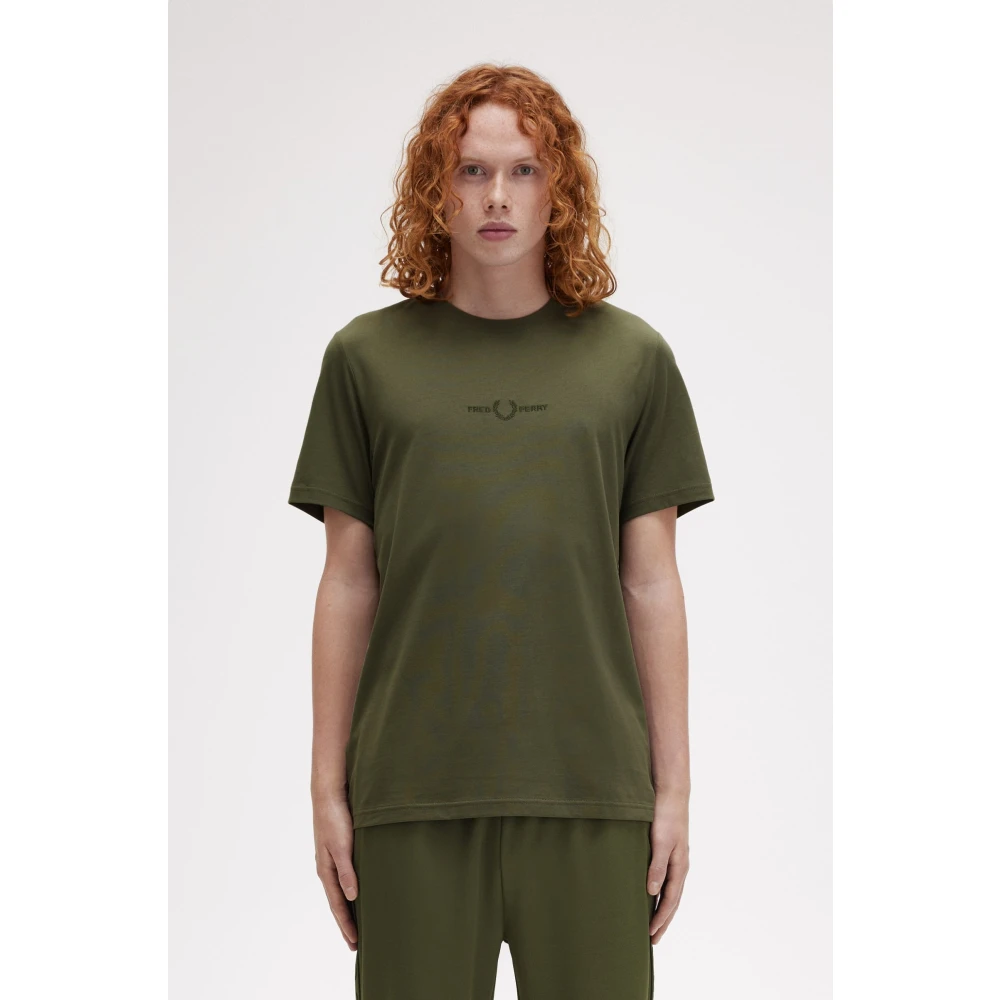 Fred Perry Geborduurd T-shirt Groene Top Green Heren