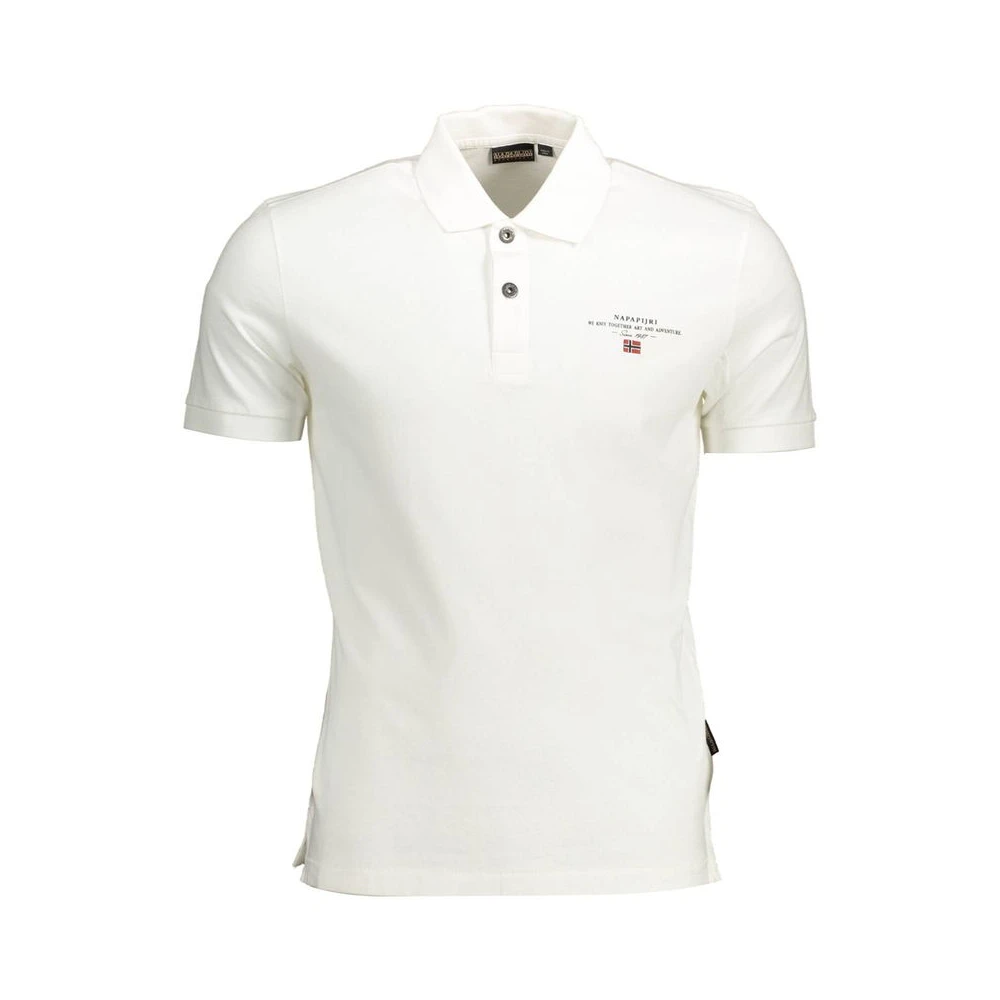 Napapijri Men's White Cotton Polo With Embroidery - Polo Shirts - L - Tops