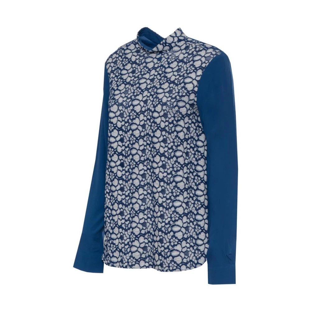 Harmont & Blaine Blouse met hoge hals en lange mouwen Blue Dames