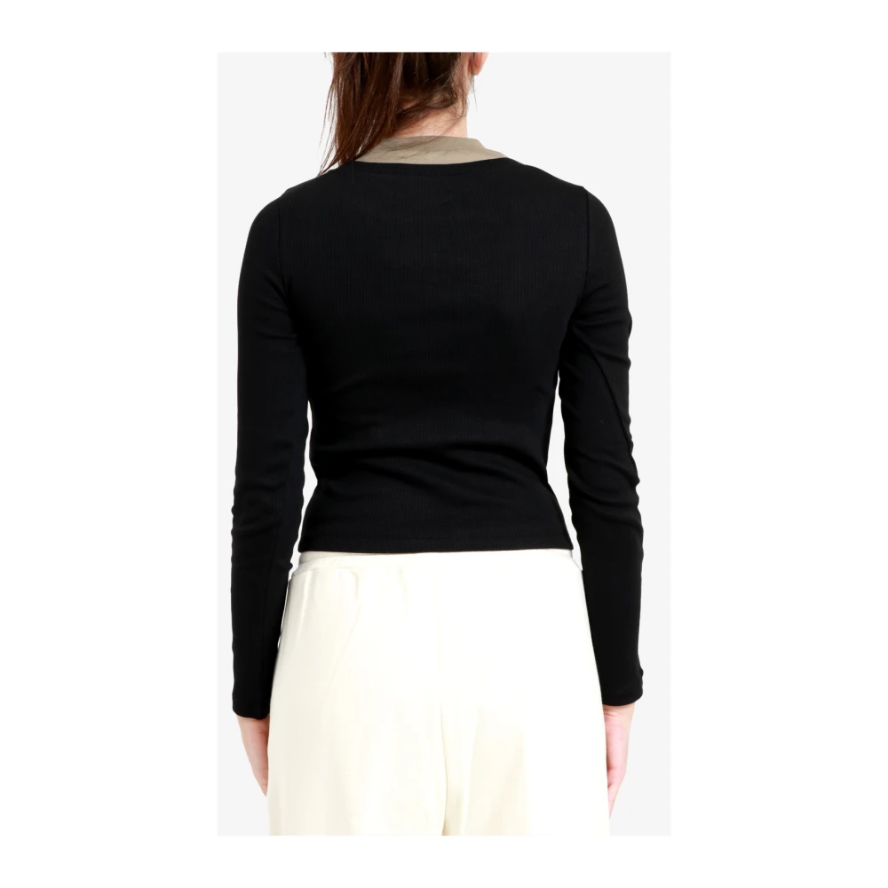 Msgm Tweekleurig Katoenen Jersey T-shirt Black Dames