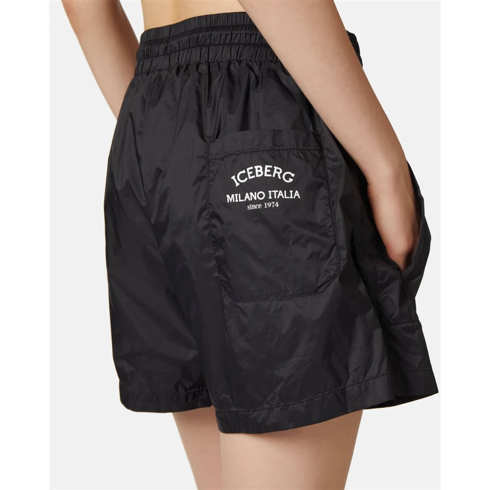 Iceberg Nylon shorts met logo Black Dames