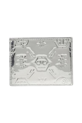 silver-metallic-leather-wallet-embossed-logo