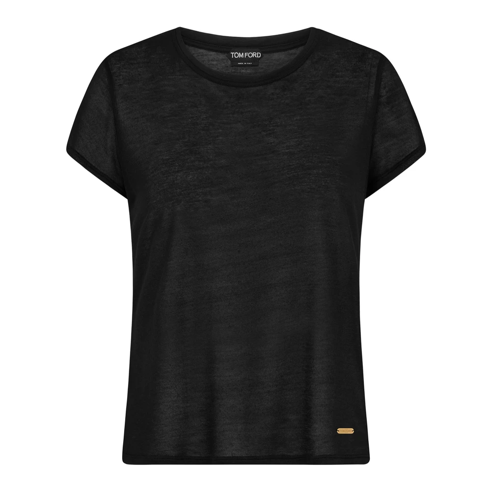 Tom Ford Zwarte Bamboe T-shirt met korte mouwen Black Dames