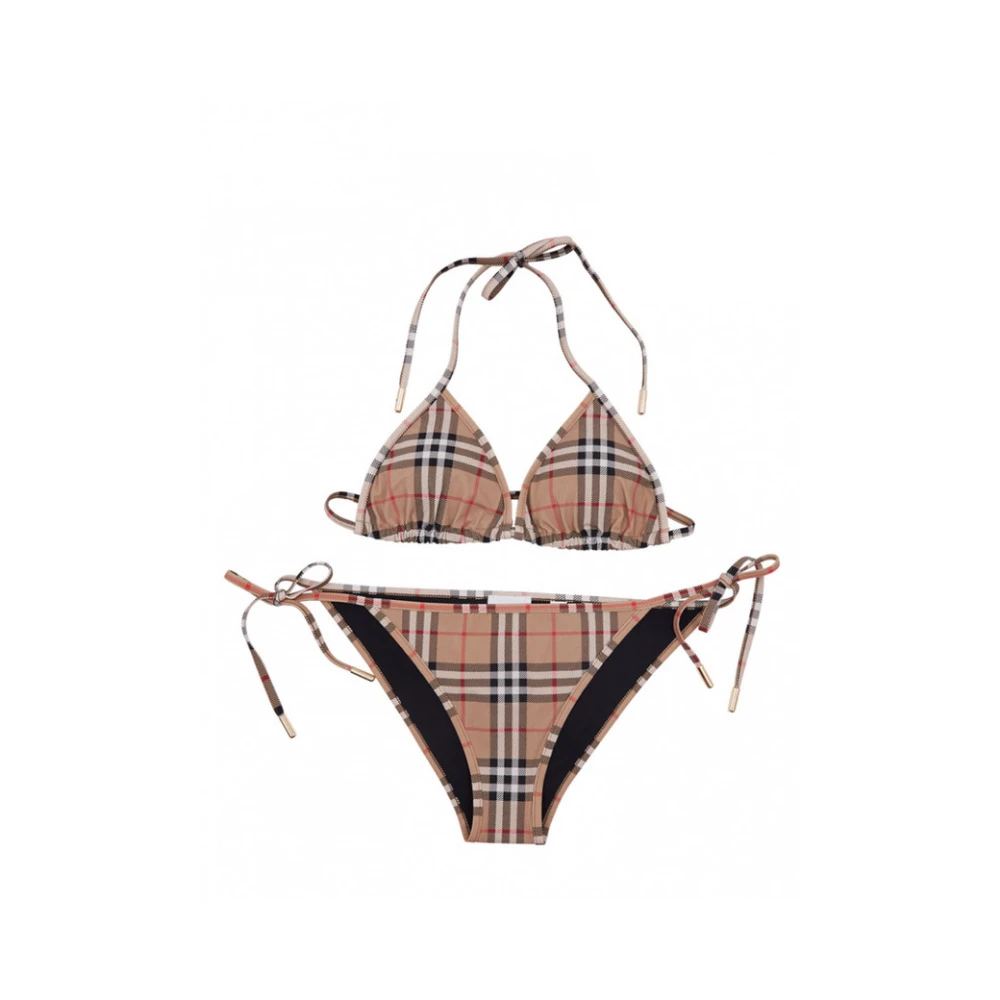 Burberry Women's Beige Bikinis, S, Vintage Check Triangle Bikini