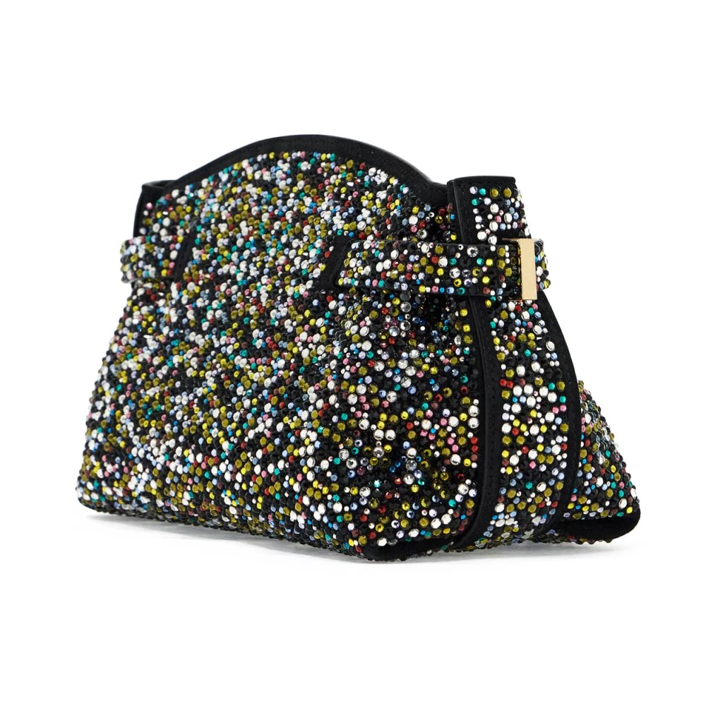 Salvatore Ferragamo Kristal Bezaaide Hug Clutch Tas Black Dames