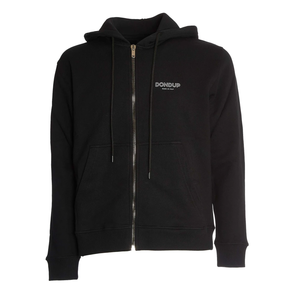 Dondup Zwarte Hooded Zip Sweatshirt Aw24 Black Heren