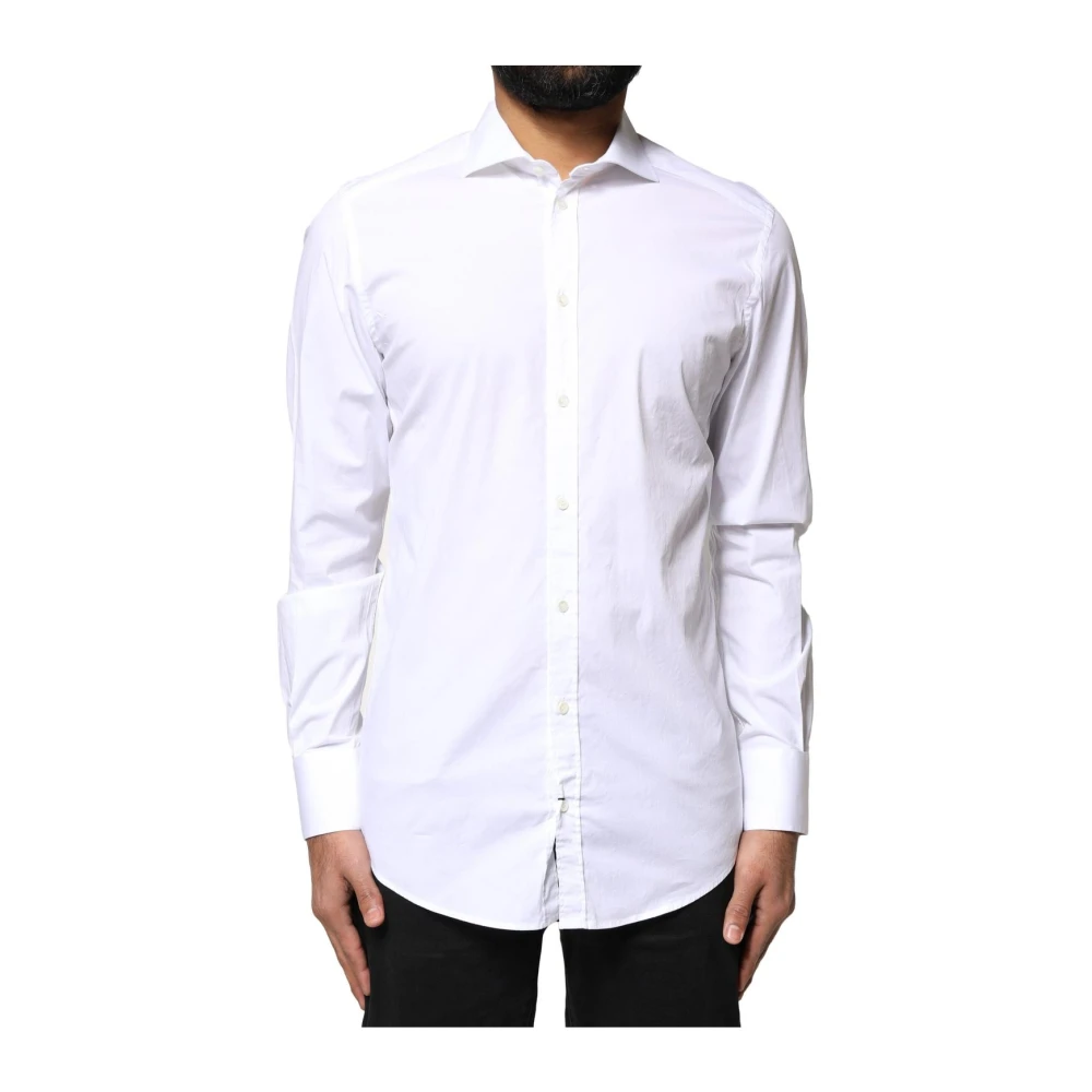 Dolce & Gabbana Formal Shirts, Male, M, Gold Long Sleeve Dress Shirt White