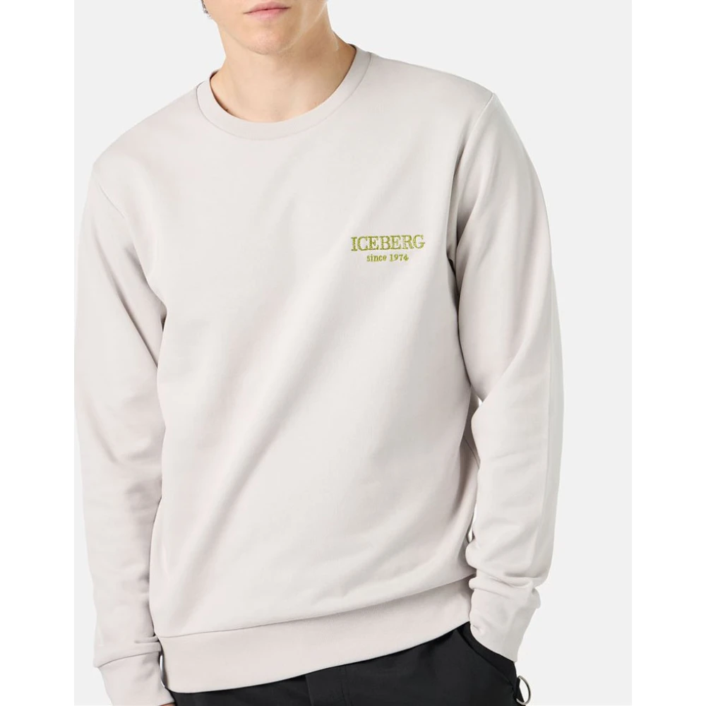 Iceberg Beige crewneck sweatshirt met geborduurd logo Beige Heren