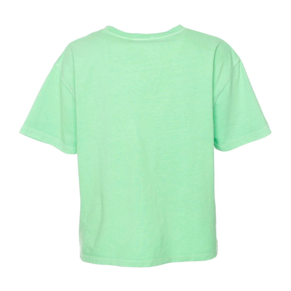 American vintage Casual Ribgebreid T-shirt met Relaxte Pasvorm Green Dames
