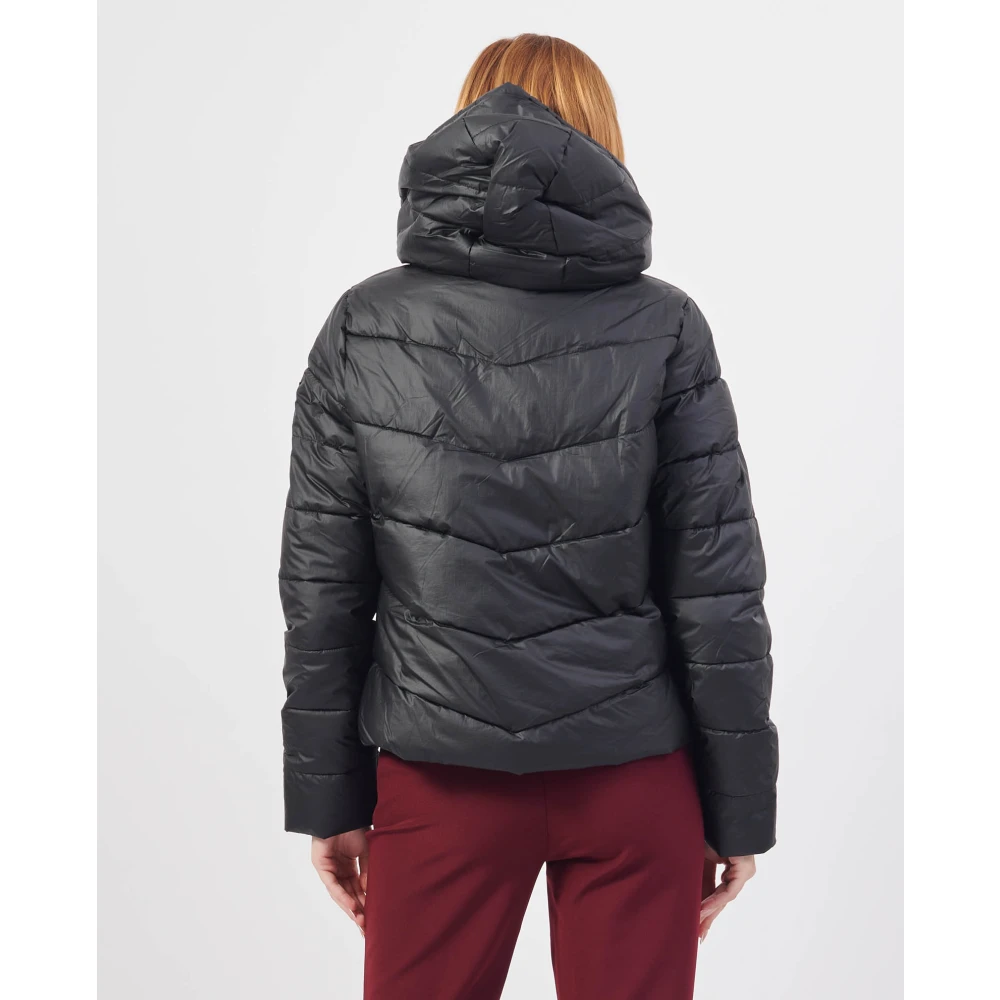 YES ZEE Zwarte Gewatteerde Hoodie Black Dames