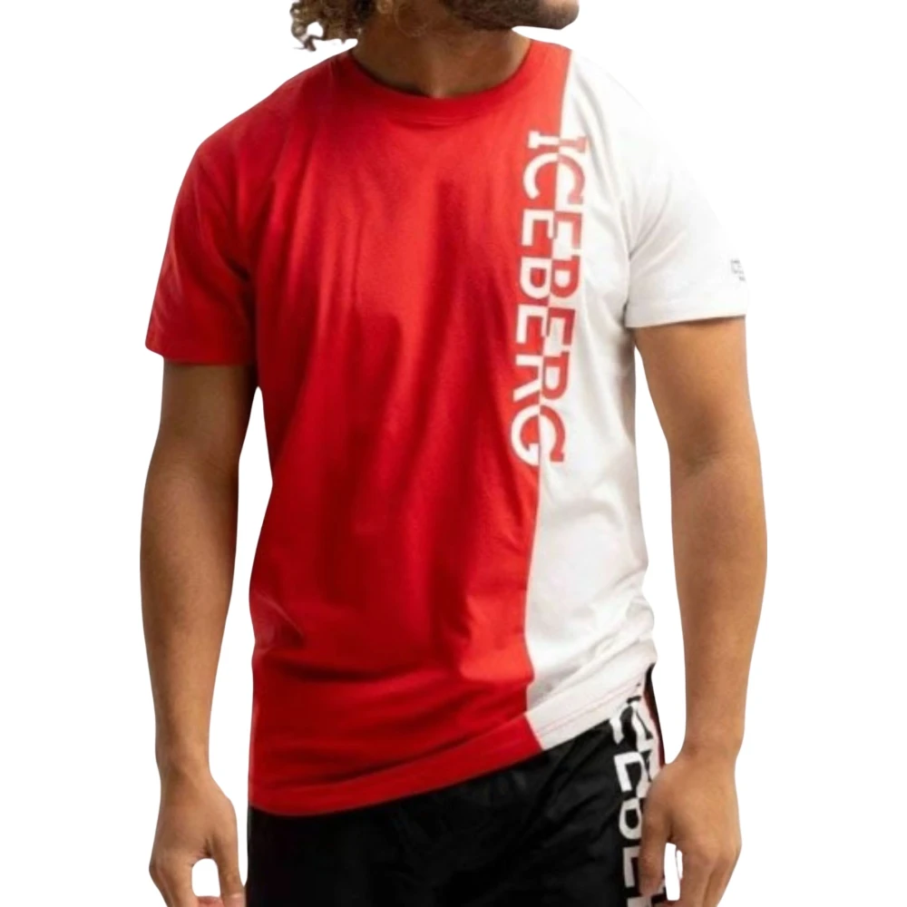 Iceberg Mannen Verticaal Logo T-shirt Red Heren