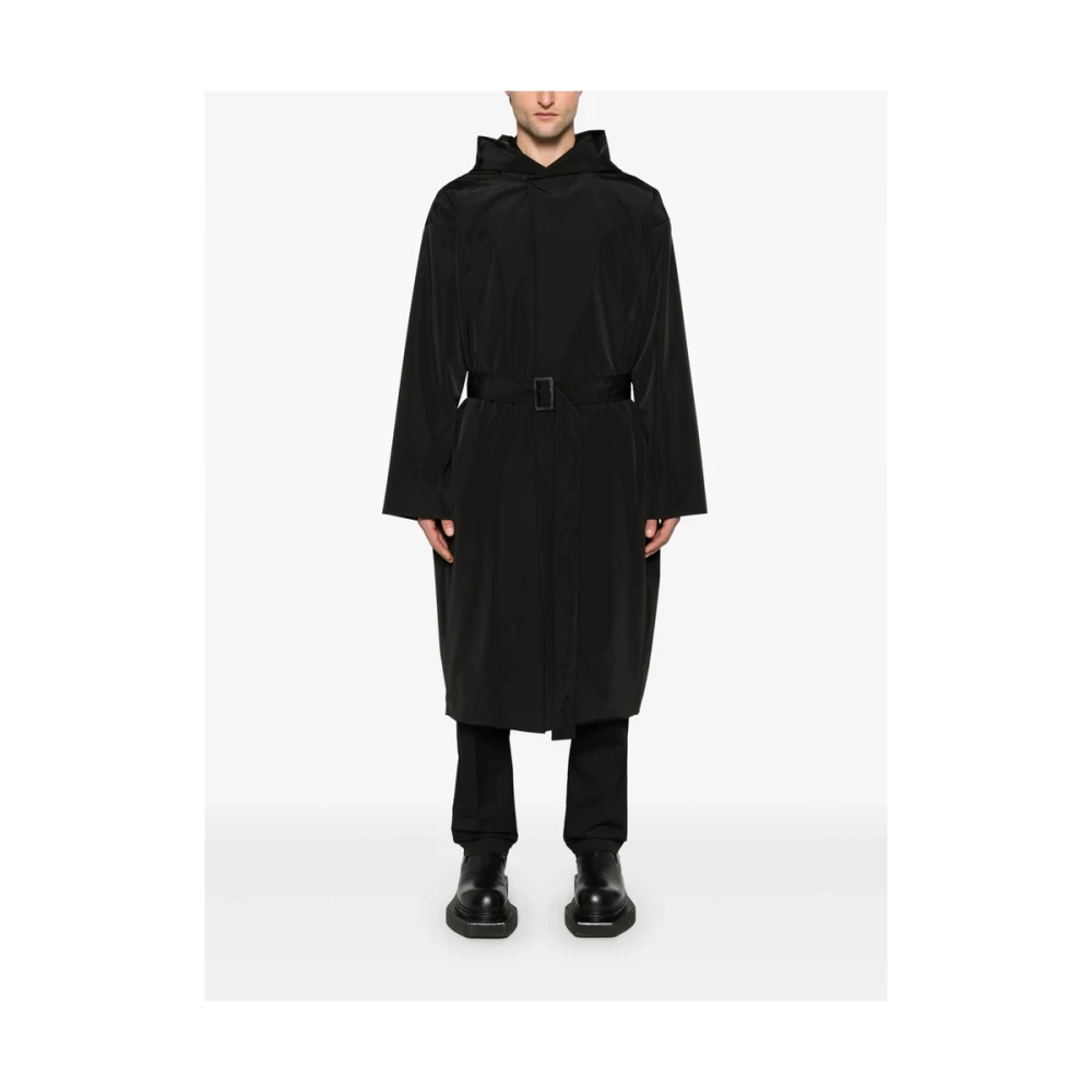 Rick Owens Zwarte Jas met Drukknopen Black Heren