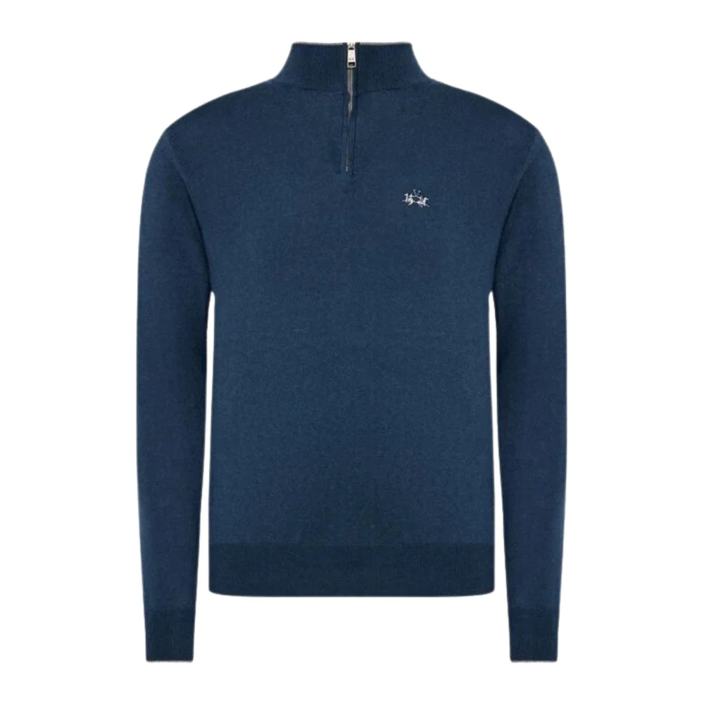 LA MARTINA Heren Zip Hals Pullover Blue Heren