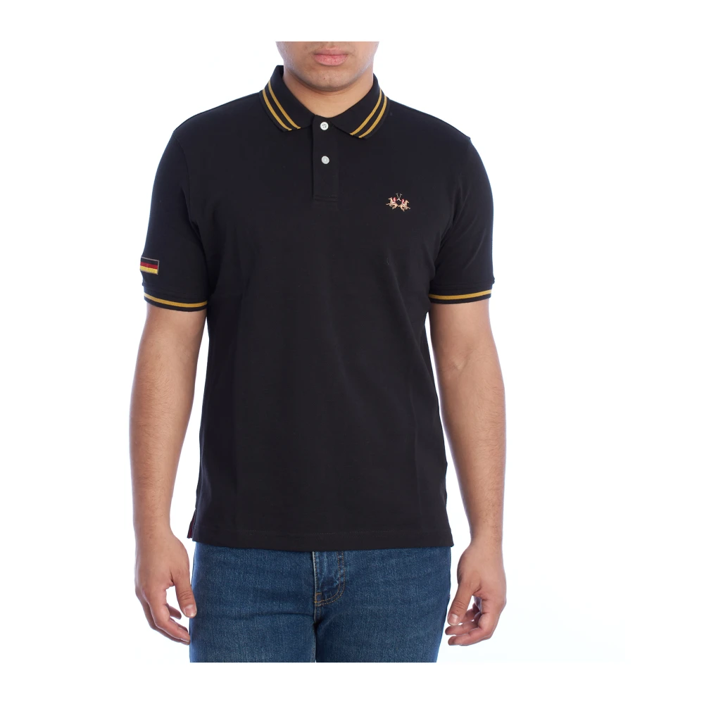 La Martina Men's Black Polo Shirts, Xl, Regular Fit Short Sleeve Polo