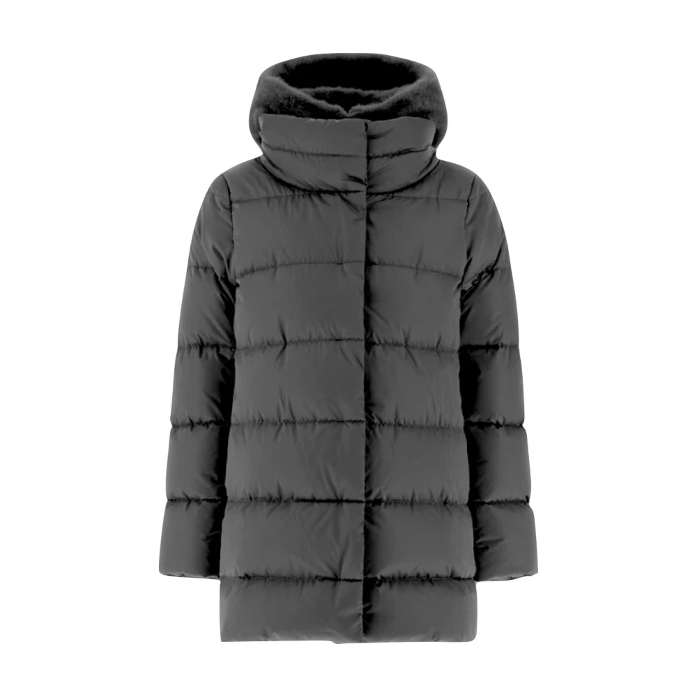 Herno Afneembare Capuchon Satijnen Jas Gray Dames