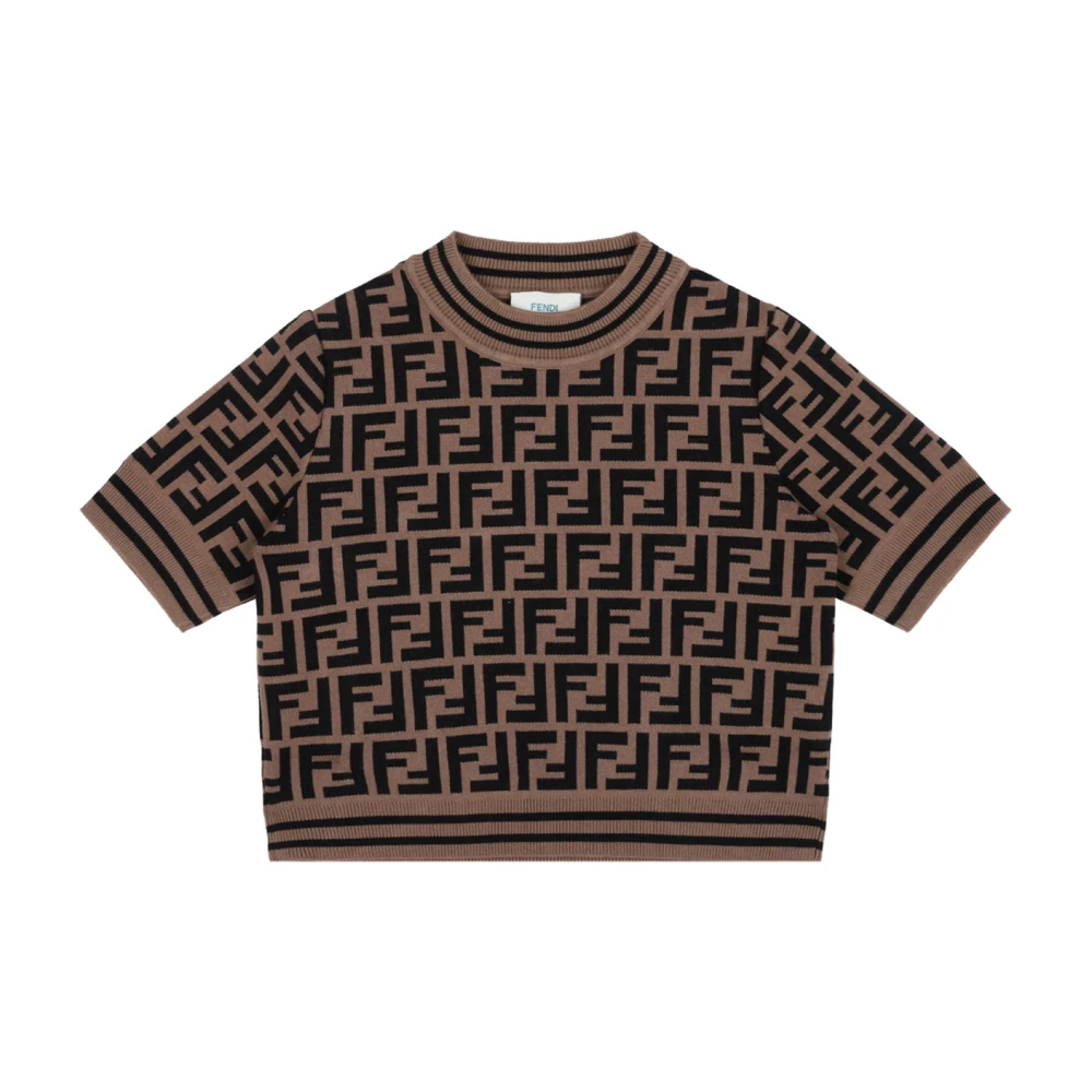 Fendi Unisex Kids Orange Kids Knitwear, 10 Y, Knitted Ff Jumper For Kids
