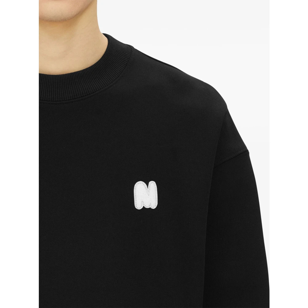 Msgm Zwarte trui met ronde hals Black Heren