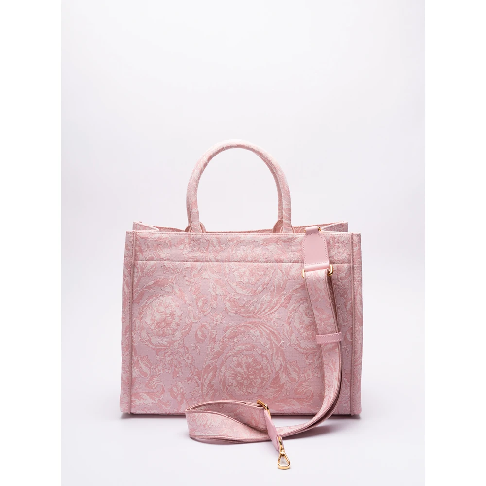 Versace Geborduurde Grote Tote Tas Pink Dames