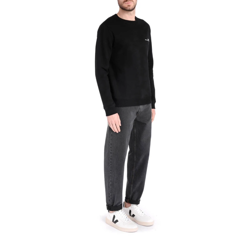 A.p.c. Zwarte Katoenen Heren Sweatshirt met Wit Logo Black Heren